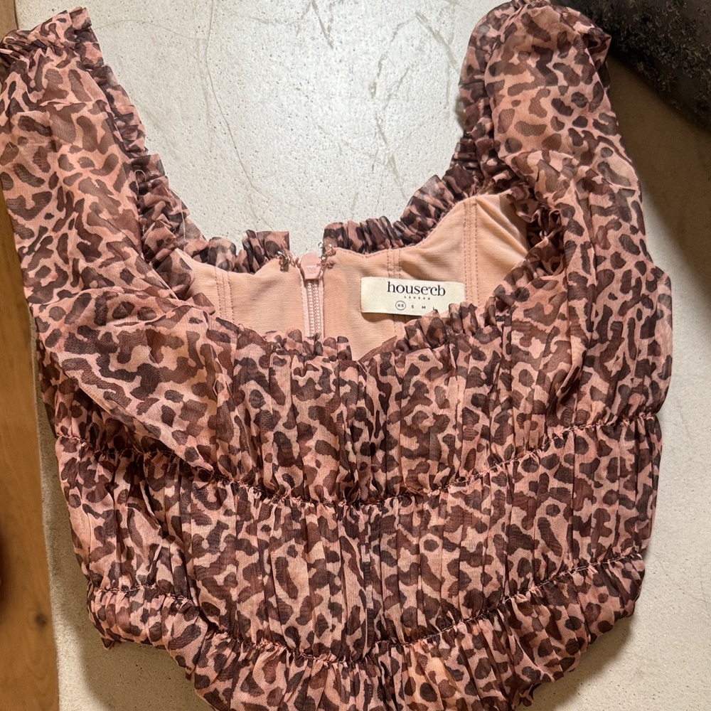 House of CB Leopard Print Ruched Blouse